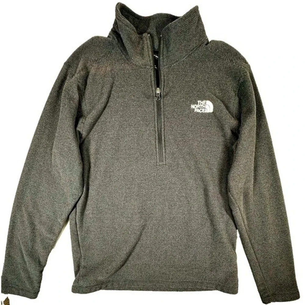 The North Face Quarter Zip Pullover Mens M Grey Textured Fleece Mock Neck